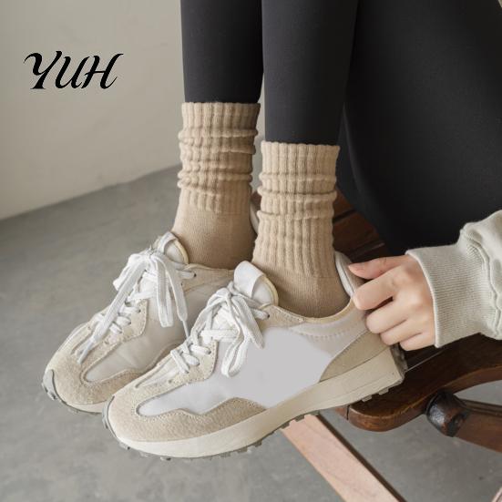 Everyday Wear Thick Socks Solid Color Crew Socks, Thickened Terry Lining Winter Warm Autumn Cold Protection Soft Elastic Cotton Blend for Daily