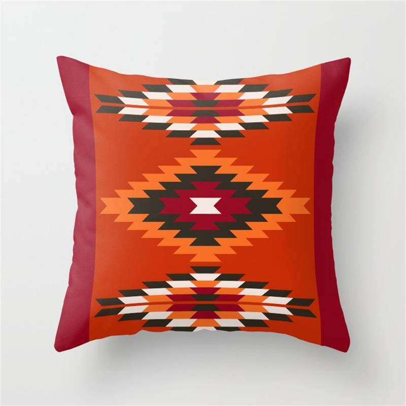 Ethnic Style Pillowcase Abstract Retro Geometric Linen Pillowcase Indian Style Decorative Cushion Cover