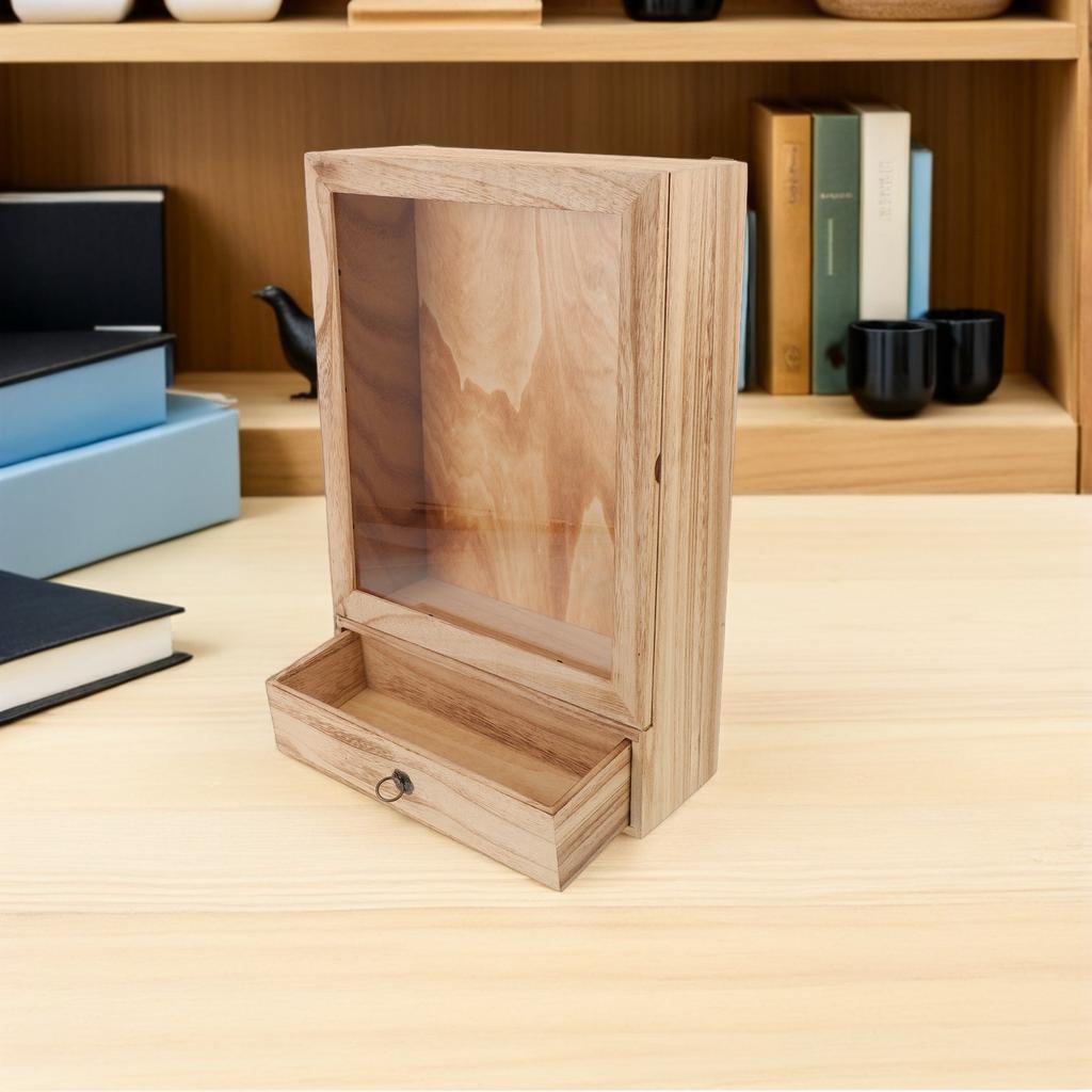 Wooden Specimen Display Box Sturdy Solid Wood Frame Clear Window Shadow Box for Insect Collections Butterfly Exhibits Dried