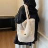 2025 Winter New Lamb Wool Messenger Bag Student Large Capacity Tote Bag Fashion Cartoon Embroidery Casual Shoulder Bag