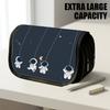 1pc Double Layer Flip Pencil Case, Astronauts In Space, Large Capacity, Portable Polyester Pen Storage Bag with Zipper Closure, Ideal for School & Off