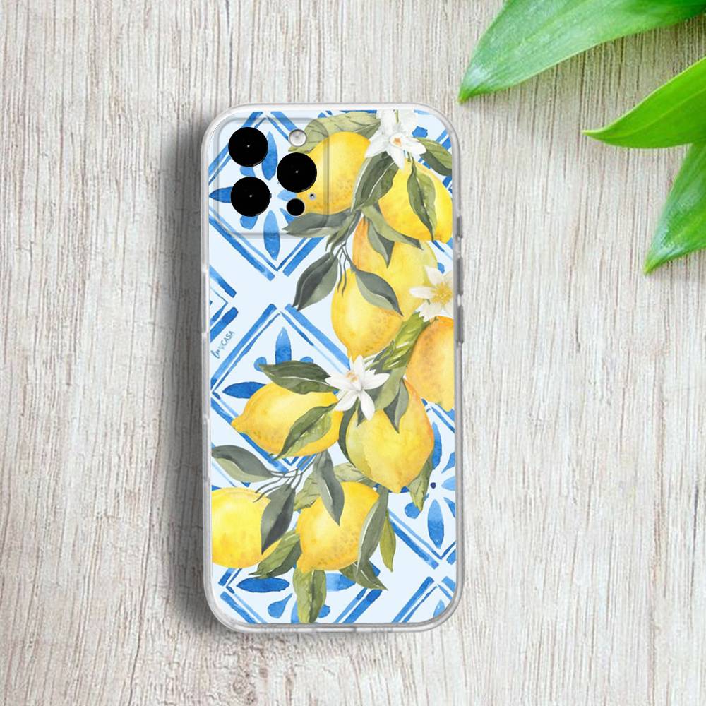 

European Amalfi Coast Lemon Phone Case For iPhone 17,16,15,14,13,12,11 Pro,Max,Plus,X,XS,XR,SE4,E Mini Transparent Soft Cover iPhone11PROMAX