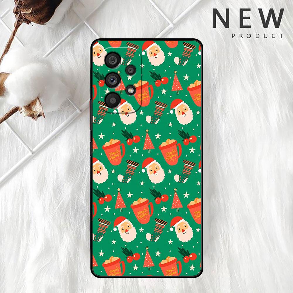 Christmas Santa Claus Case For Samsung Galaxy A52 A12 A51 A53 A33 A71 A32 A31 A21 A01 A11 A22 Black TPU Phone Shell