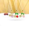 Sweet Little Cherry Micro-Inlaid Necklace: Elegant, Luxurious & Versatile Cherry Collarbone Chain for Women.