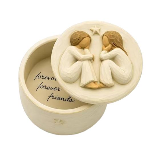 Yousheng Forever Friends Resin Keepsake Box Hand-Painted Friendship Gift Box Mother Daughter Jewelry Storage Box Women Friends Gift