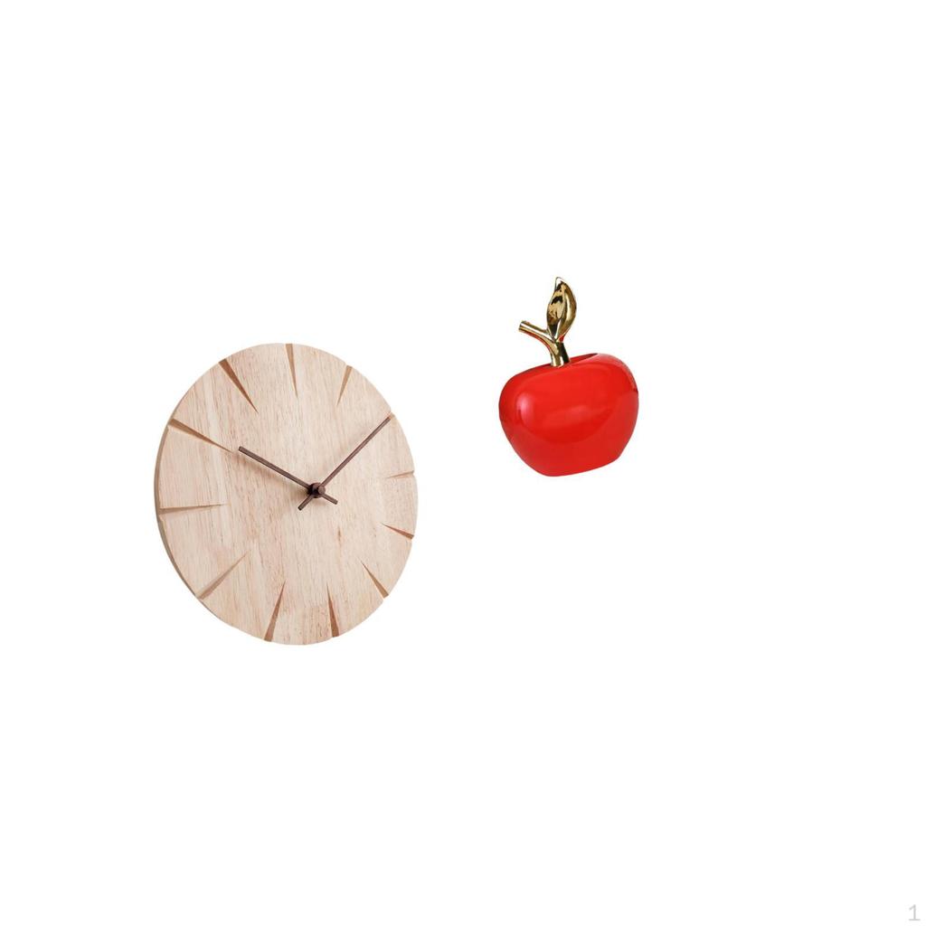Wood Wall Clock Creative Design Gift Decorative Non Ticking Silent for Restaurant Office Statue