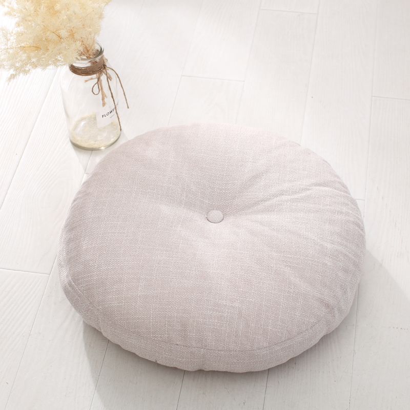 

Linen Futon Seat Cushions Thick round Large Cloth Floor Meditation Japanese-Style Balcony Bay Window Tatami Cushion Beige White Diameter 40cm, thickness 15cm