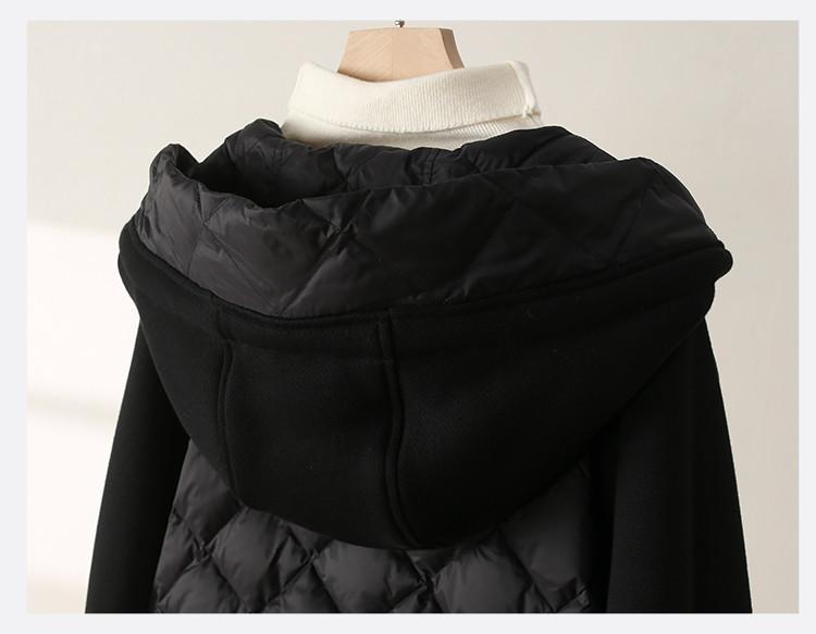 Hooded double zipper down jacket for women in winter 2025, fashionable, loose, versatile, casual, medium to long length with added fleece jacket
