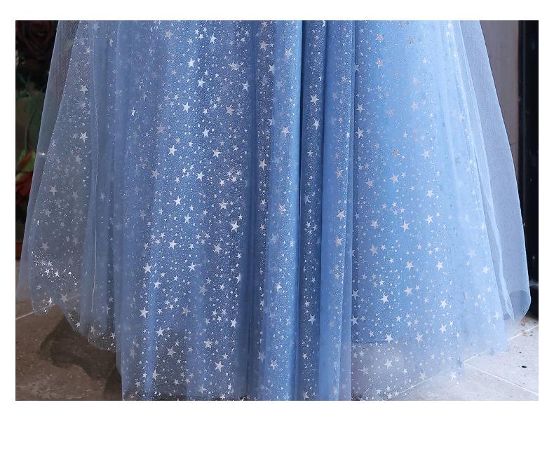 Elegant Blue Long Evening Dress for Women - Luxury Banquet, Vocal Art Exam, Hosting Gown