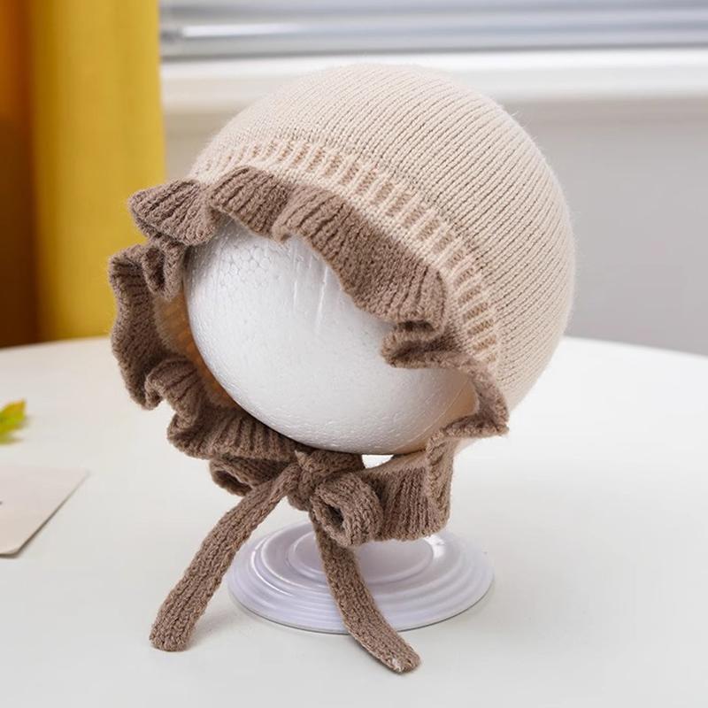

Autumn And Winter Baby Warm Lace Baby Knitted Hat Knitted Thickened Baby Ear Protection Hat Baby Knitted Hat Baby