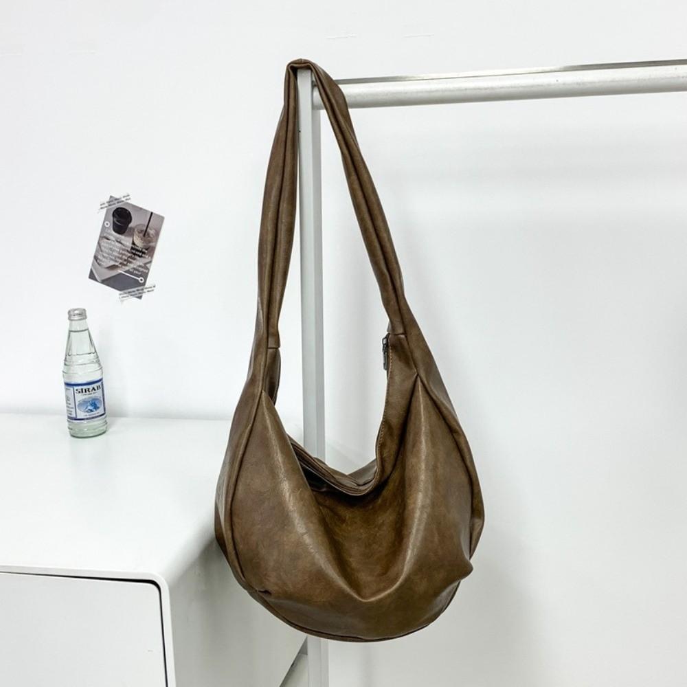 

Multi-Functional PU Leather Shoulder Bag Large Capacity Casual Chest Pack Male Dumpling Bag Unisex коричневый