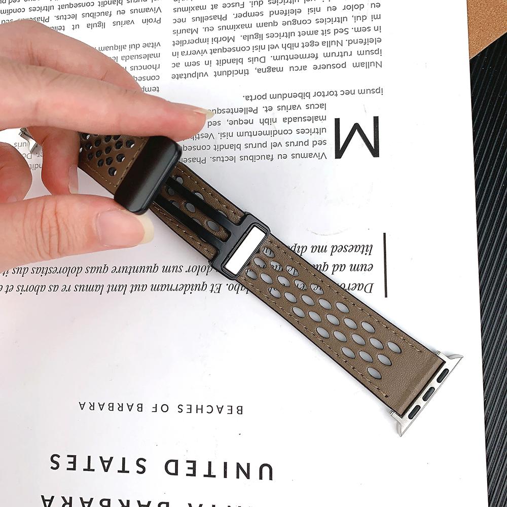 Silicone+Leather Strap For Apple Watch Ultra2 Band 49mm 45mm 41mm 40mm 44mm 42mm Magnetic Bracelet iWatch Series 9 8 7 SE 6 5 4 3