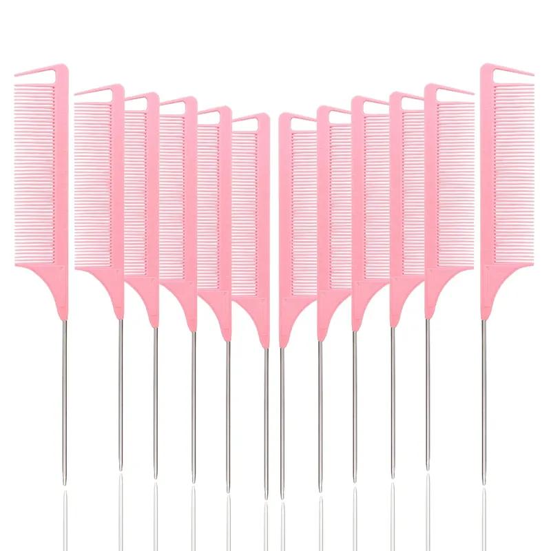 Rat Tail Comb Set - Professional Fine-Tip Comb, Anti-Static Hair Dye Comb & Steel Pin Hairbrush,Suitable for all hair types