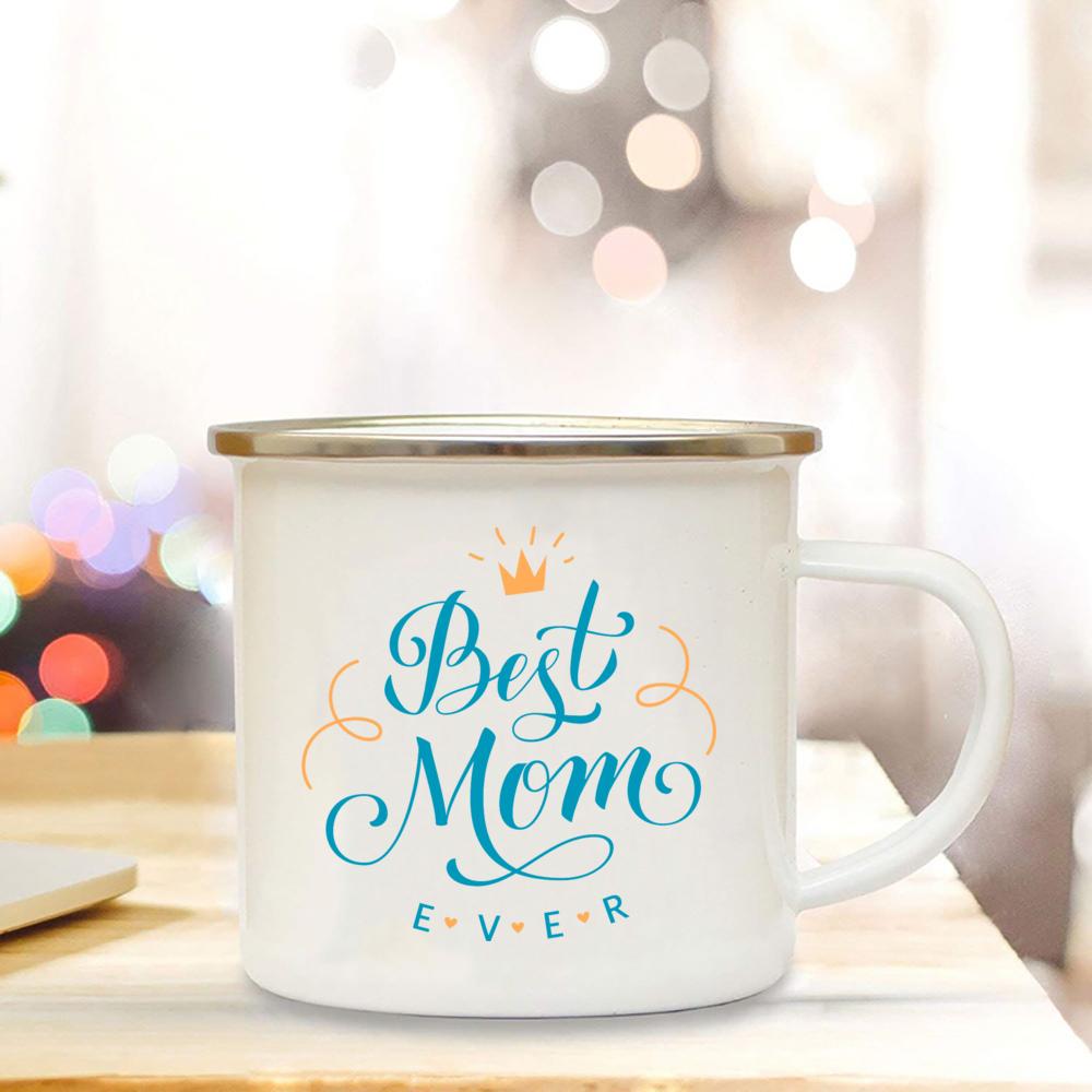 Emaille-Tassen „Best Mom Ever“ – Muttertagsgeschenk für Mama, Geburtstagsgeschenke für Mama, Tasse „Best Mom Ever“ – Kaffee-/Teetassen für Mama, Trinkbecher für Mutter