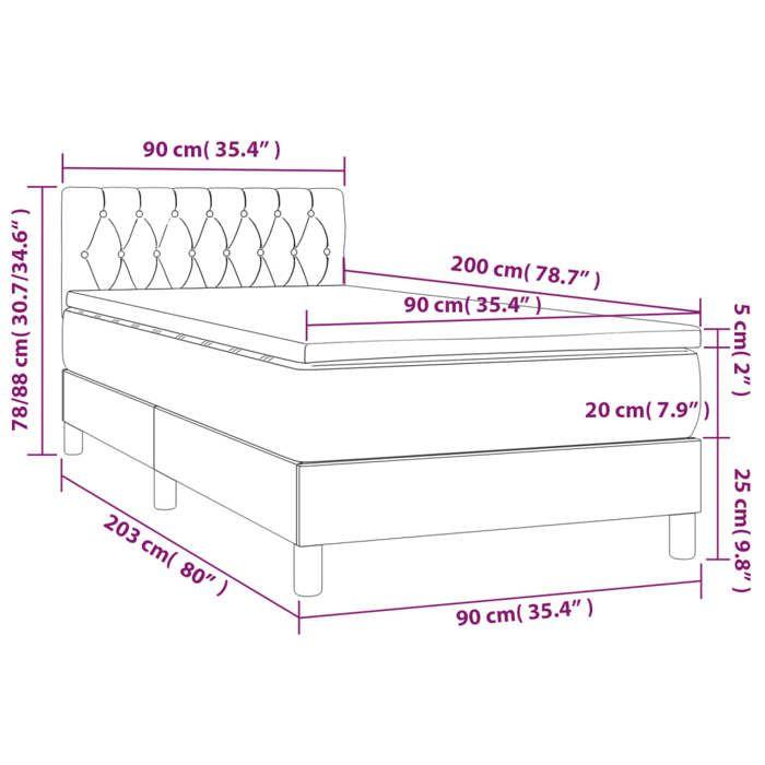 3141466 vidaXL Divan Bed with Mattress Pink 90x200 Cm Velvet
