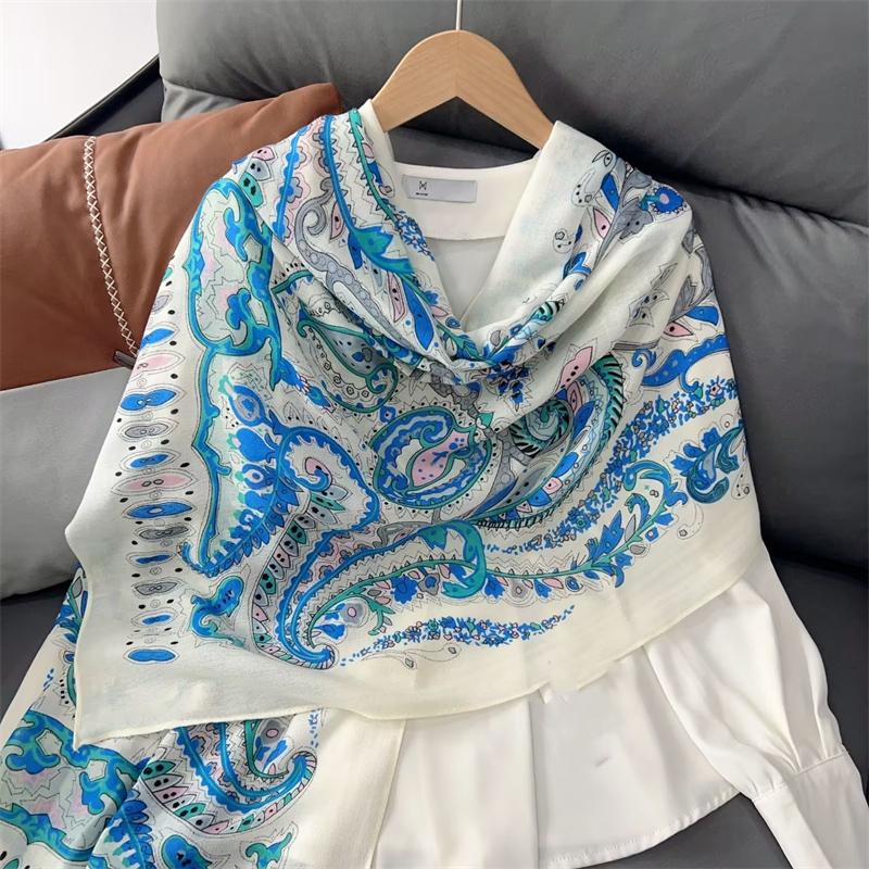 New Cotton Linen Scarf Versatile Printing Long Scarf Spring Autumn Korean Style Shawl Outerwear Warm Fashionable Women'S