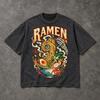 Ramen Shirt | Acid Wash Oversized Graphic Tee | Skeleton Noodle Streetwear | Heavyweight Vintage Food T-Shirt