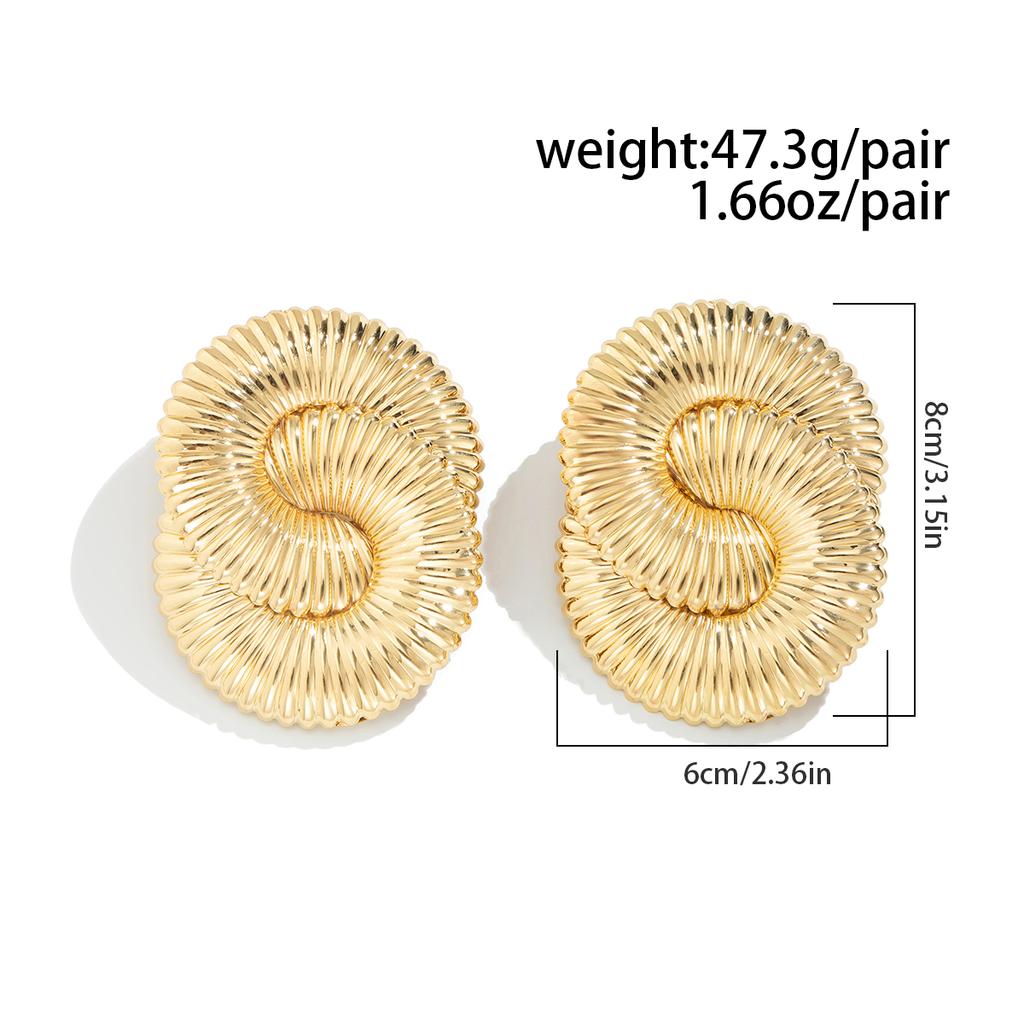 Ingemark Exageración Pendientes de Botón Geométricos Espirales Grandes para Mujer 2026 Nuevos Irregulares Metal Perforación Accesorios para Orejas Joyería Regalo