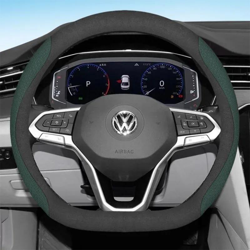Leather Car Steering Wheel Cover for Volkswagen ID5 ID4 ID3 ID7 ID6 Pro Crozz GTX    2024 Auto Interior Accessories