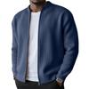 Cardigan da uomo con zip intera a coste - Tessuto a maglia morbida, Collo alto, Vestibilità rilassata per l'uso quotidiano e casual
