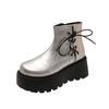 Fashion Women Flats Platform Ankle Boots Lace Up Casual Shoes Sport Sneaker 2025 Winter Chelsea Short Boots Leather Shoes Mujer Botas