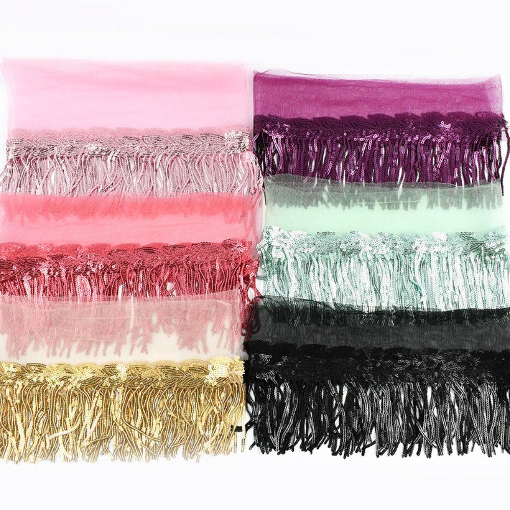 10 Yards Sequins Material Lace Ribbon 20cm Width Glitter Tassels Party Decoration