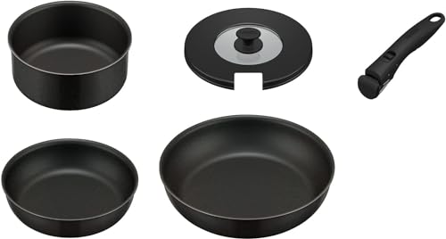 Thermos Durable Series 5-Piece Frying Pan Set with Detachable Handles, AB, Induction Compatible, Black, KSA-5B BK