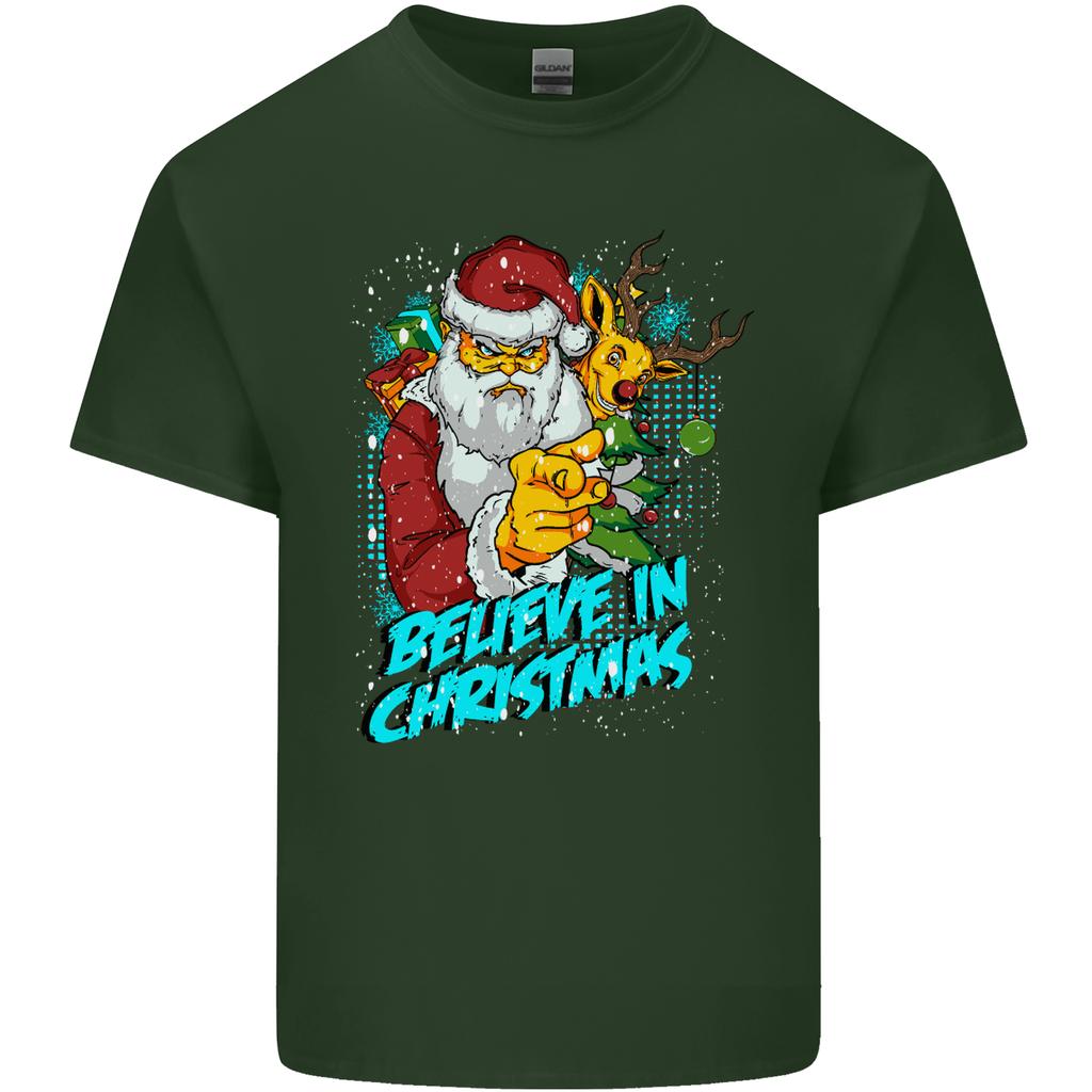 Believe In Christmas Funny Santa Xmas Unisexs Light Cotton TShirt