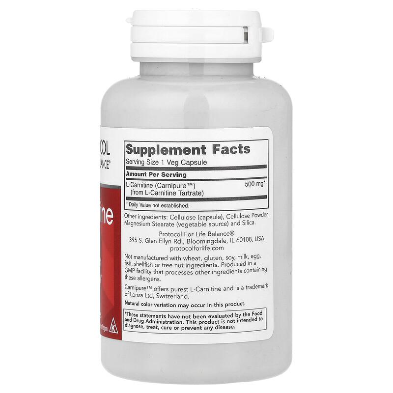 L-Carnitine, 500 mg, 60 Veg Capsules