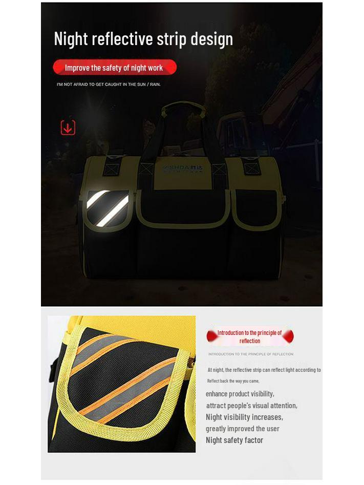 Large Canvas Electrician Tool Bag – Multifunctional Handheld for Repair, Installation, Woodworking, and Construction