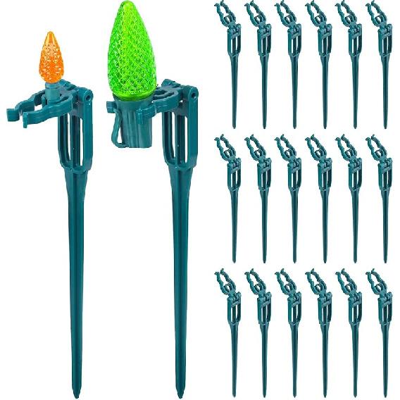 100-Pack Plastic Light Stakes, 4.5 Inch Christmas Yard Stakes for C7 C9 Christmas Lights Outdoor, Universal Light Stakes for Outdoor Holiday Lights 50 Pack-7.5 inch