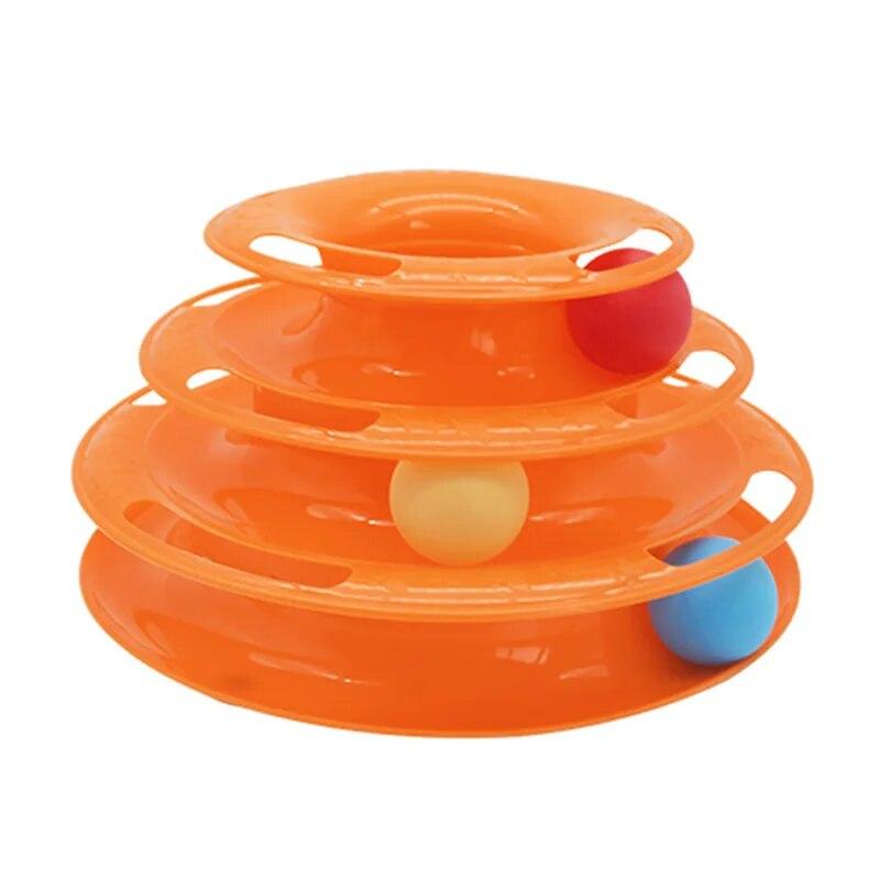 4 Levels Cat Disc Toys Training Amusement Plate Interactive Tower Tracks Cat Intelligence Curious Ball Quadruple Disc Tumble