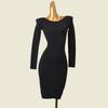Foreign Trade Original Order Brand Minimalist Silm Soft Glutinous Thermal Dress European and American Style Boat Neck Stretchy Slim-Fit Bodycon Dress