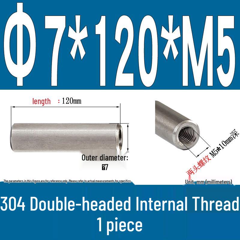 Stainless Steel 304 Double-Ended Threaded Cylindrical Guide Pin with Dual-End Holes