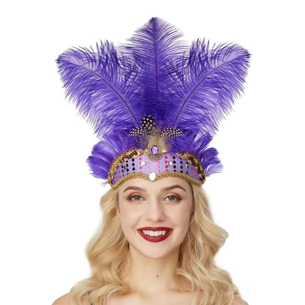 Stage Performance Feather Headpiece Colorful Feather Headdress Showgirl Headband  Carnival Events