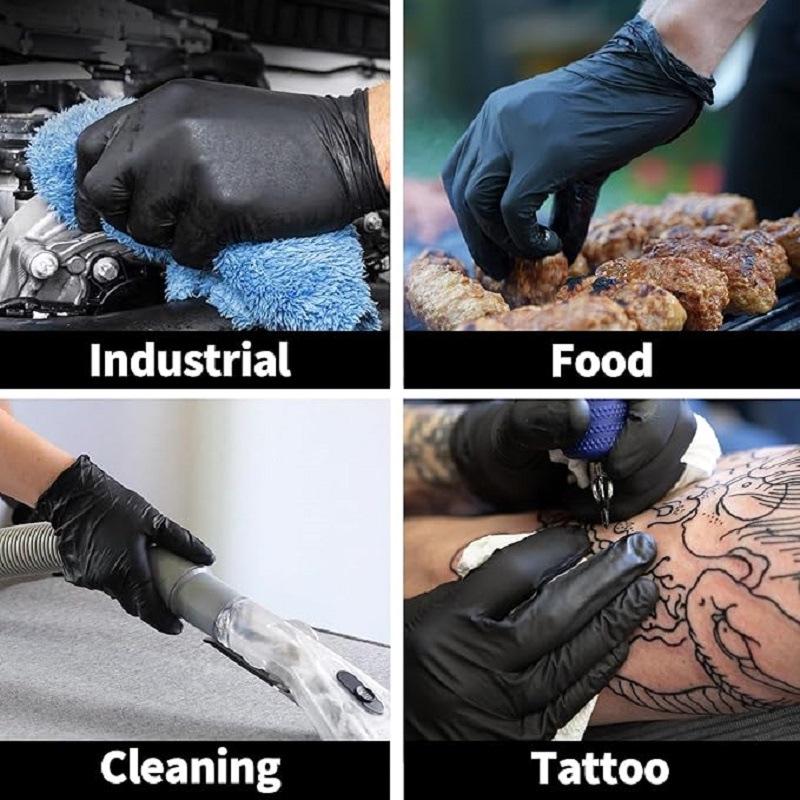 Guanti Protettivi Neri in Nitrile ad Alta Elasticità per la Lavorazione Alimentare