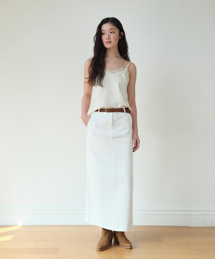 Hombadittingjeu Cotton Slit Long Skirt (Ivory)