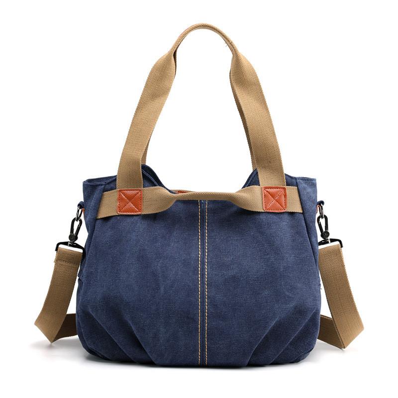 Borsa a tracolla in tela vintage da donna, ad alta capacità e dallo stile semplice, per l'uso quotidiano