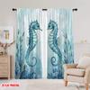 2pcs,2D plane printing Window Curtain Seahorse Duet Polyester Fabric (without rod) Art Deco Festive Perfect for Living Room,