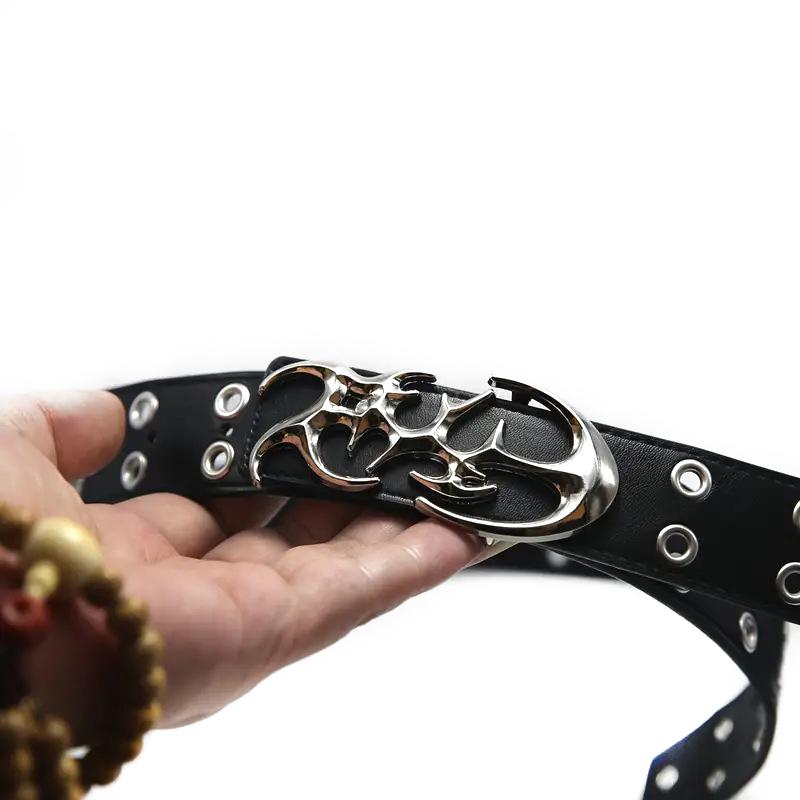 Stylish Hollow Pu Leather Waist Belts  Punk Belt For Men Trendy Clothing Accessories Versatile Casual Belts Gifts