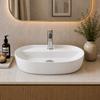 Pureline Lumia Countertop Washbasin 60x41.5 CM Oval With Faucet Hole White