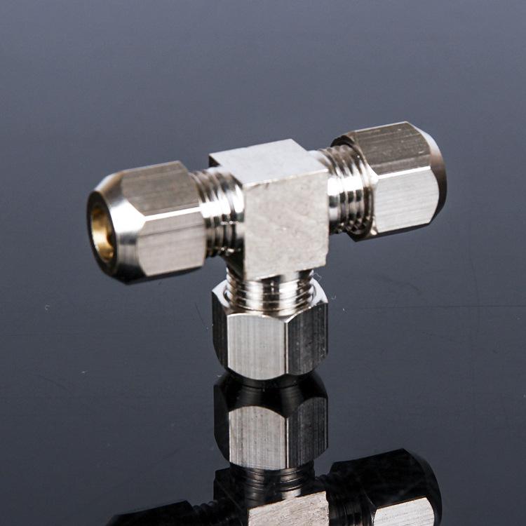 Nickel-Plated Brass PE Pneumatic Push-In Three-Way Connector (6/8/10/12MM)