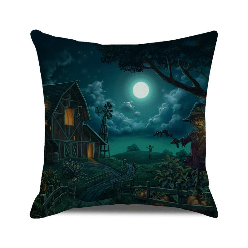 Halloween colorful pumpkin devil Digital printing short plush pillow covers for car sofa office cushion cover home goods