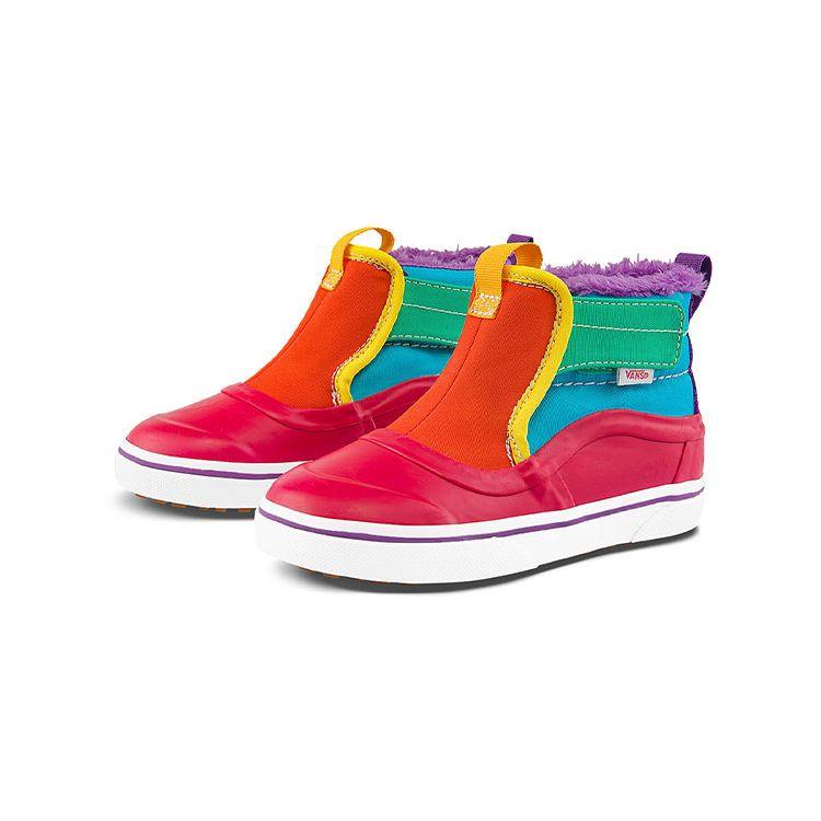 Vans Slip-On Series Comfortable Versatile High-Top Walking Shoes Baby Shoes Red Orange Green VN0A5FC72KN