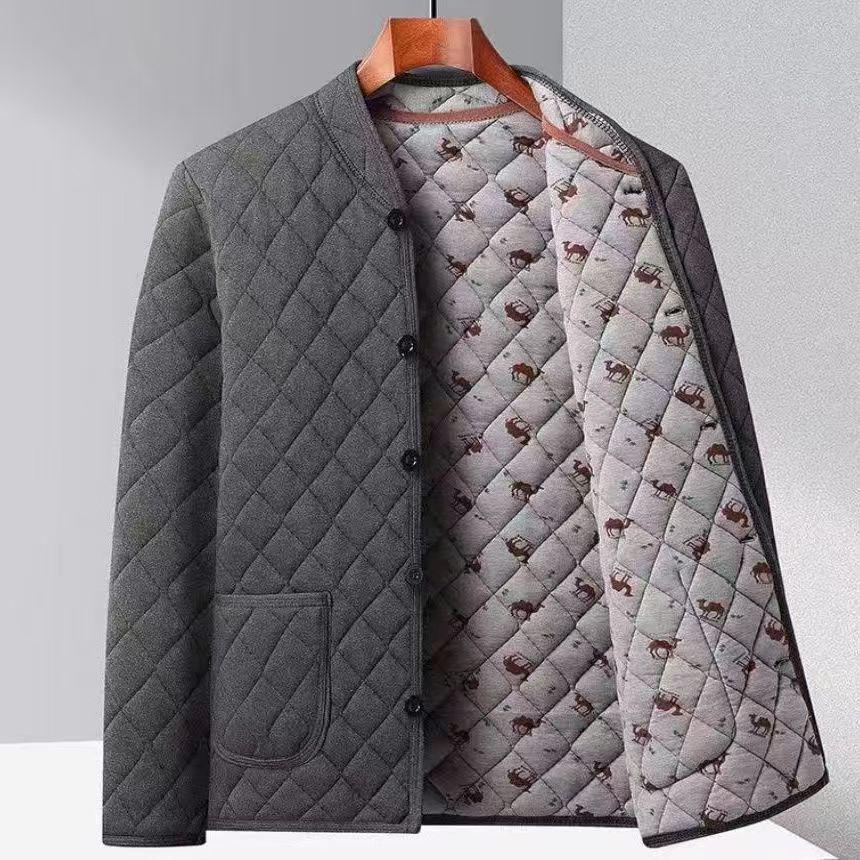 Men's Thickened Fleece-Lined Winter Jacket for Middle-Aged & Elderly: Warm Cotton Padded Coat