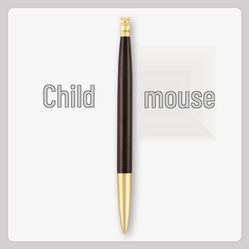 Brass Zodiac Sign Calligraphy Pen - Sandalwood Engraving 