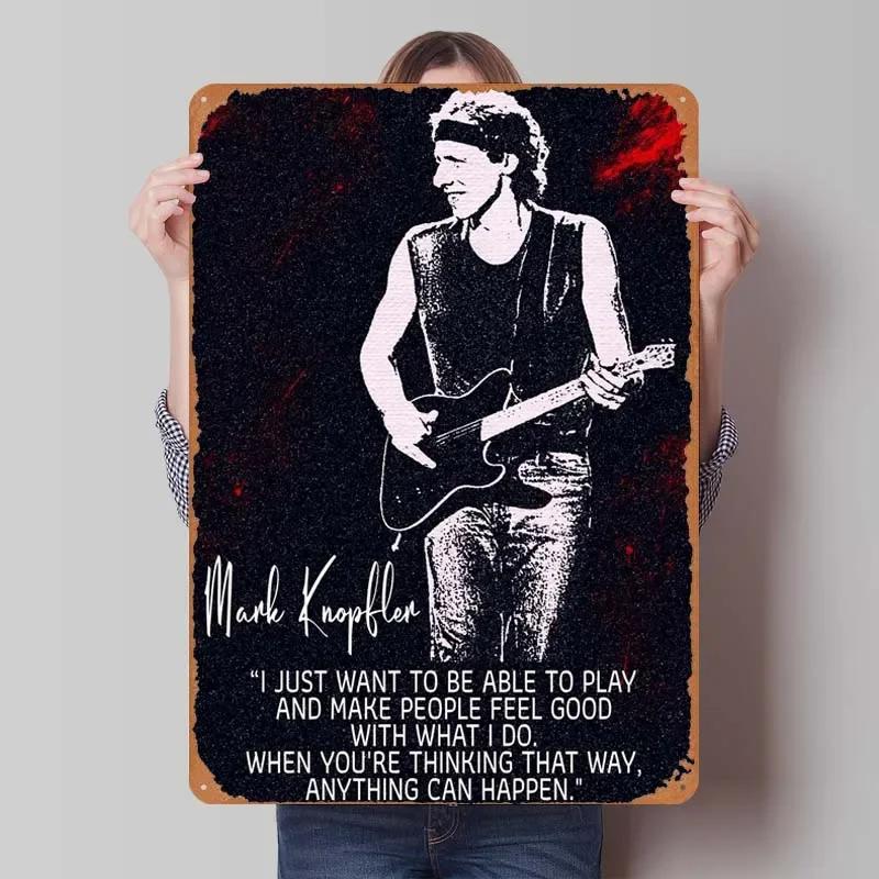 Plaque Métallique Mark Knopfler Affiches Chanteur Décoration Salle de Jeux Homme Plaque Vintage en Tôle pour Décoration Murale Intérieur