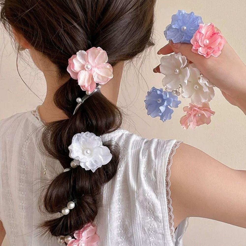 Pearls Telephone Line Headband Straight Braid Hair Tie Elegant Telephone Wire Hair Rope  Daily