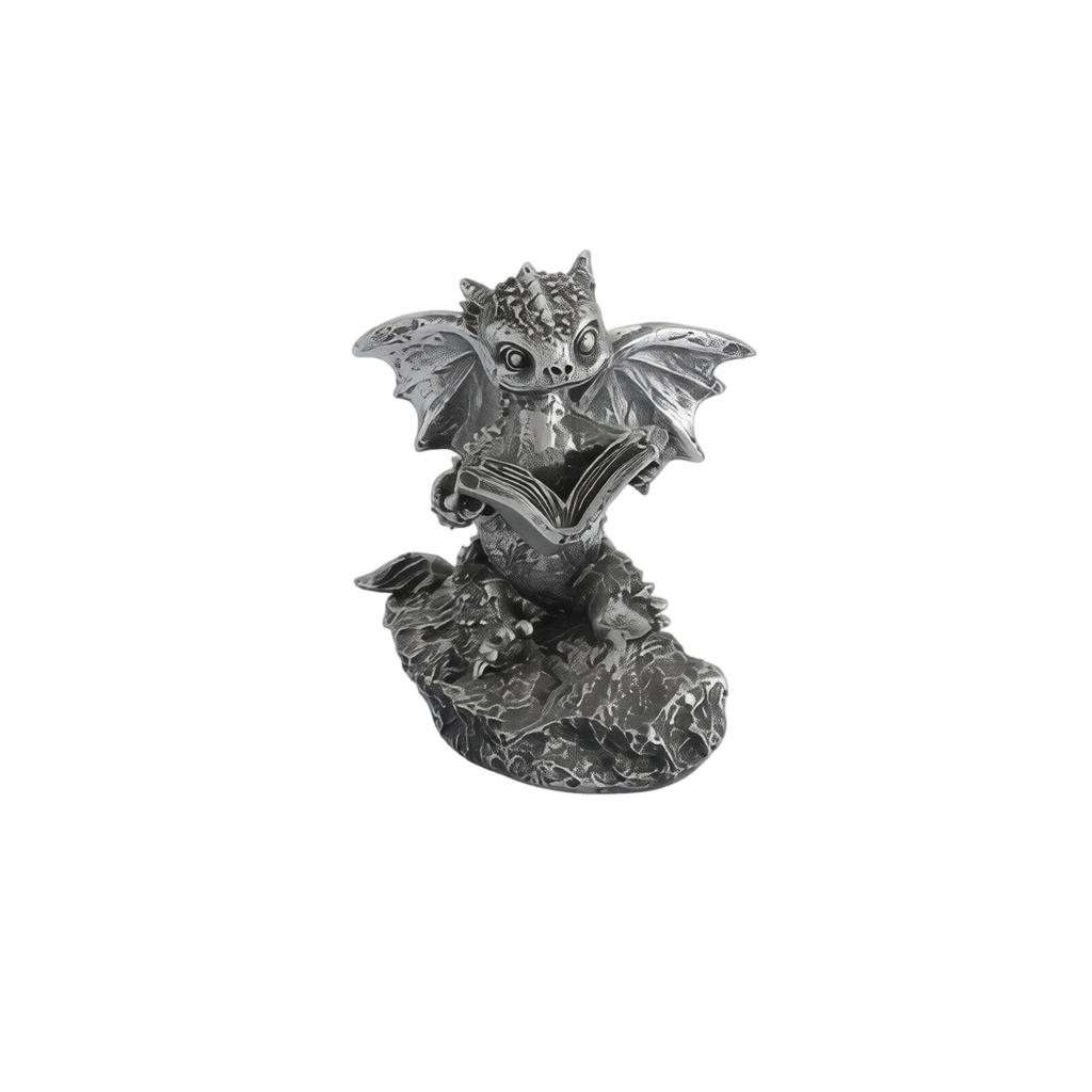 Resin Dragon Figurine Reading Book Decorative Sculpture Creative Home Ornament Desktop Display Gift Collectible Art