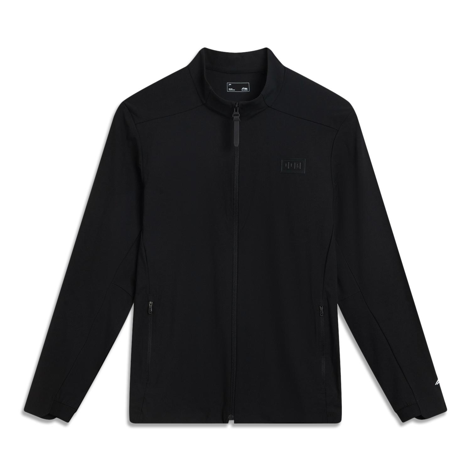 

Li Ning Glory Series Повседневная трикотажная спортивная куртка с длинным рукавом и воротником-стойкой, со светоотражающим логотипом, мужская куртка Черный AWYV017-1 L